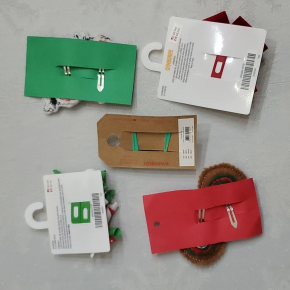 Lot of (5) Christmas Holiday Hair Clips Set - Picture 3 of 8